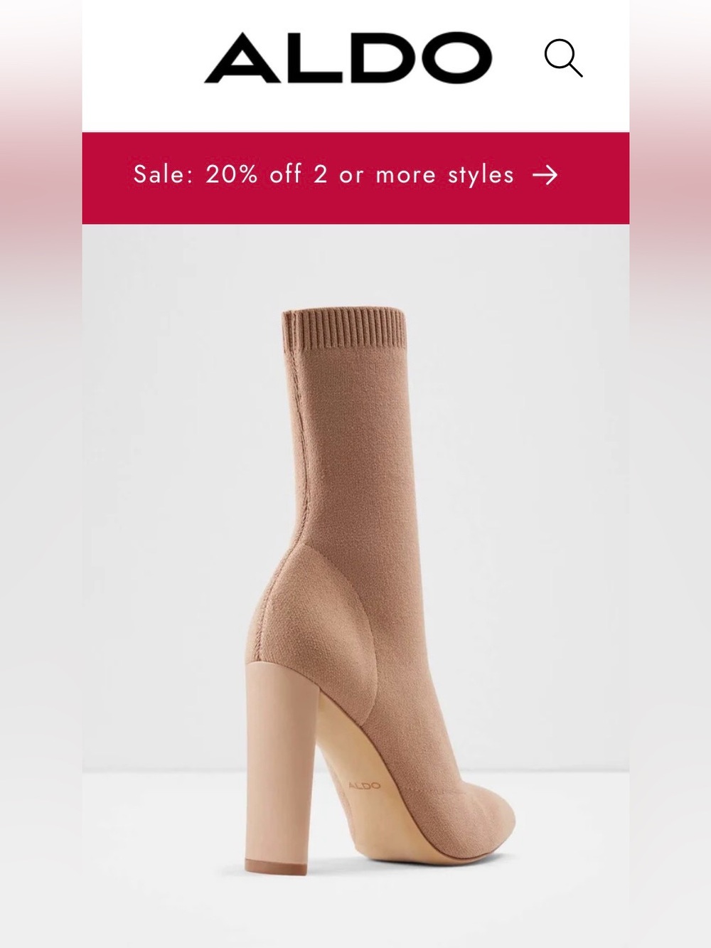 Aldo Brown Knit Pointed Toe Block Heel Ankle Boots